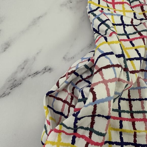 Modcloth Collectif Womens Retro Midi Dress Size 16 US White Rainbow Plaid Pocket - Picture 6 of 15